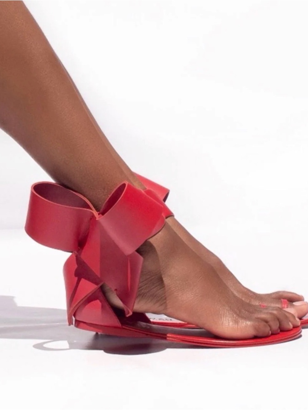 Céline Bow Ankle-Strap Women’s Sandals in Red